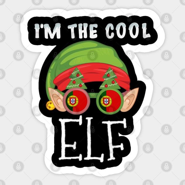 Christmas  I'm The Cool Portuguese Elf - Gift for Portuguese From Portugal Sticker by Country Flags